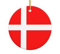 Denmark Danish Flag Printed Christmas Tree Ceramic Ornaments Holiday Decoration Christmas Unique Pendant for Christmas Party