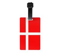 Denmark Danish Flag Printed PVC Luggage Tag Travel Anti Lost ID Label Personal Info Tag for Backpack and Suitcase