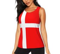 Denmark Danish Flag Printing Yoga Tank Tops for Women Back Activewear Sleeveless Running Athletic Shirts Black
