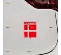 Denmark Flag Shield Sticker Decal Vinyl Proud Danish - 2 Pack Red 10.2cm - for Car Boat Laptop Cup No Background Die-Cut