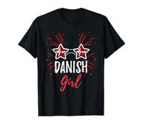 Denmark Flag Sunglasses Danish Girl Value Graphic T-Shirt