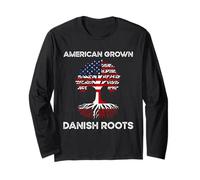 Denmark Flag USA Flag American Grown Danish Roots Long Sleeve T-Shirt