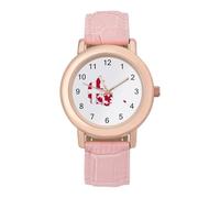 Denmark Map Flag Elegant Watches for Women Pink Leather Strap Watch Wrists Ladies Gift