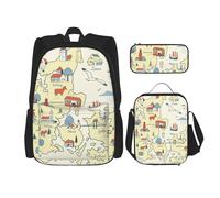 Denmark Map With Various Print Travel Bag Stylish Adjustable Shoulder Strap Fashion Backpack Lunch Bag Pencil Case
