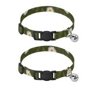Denmark Marguerite Daisy Olive Green Dog Collars For Small Dogs Quick Release Buckle Female And Male Dog Collar 2 Packs