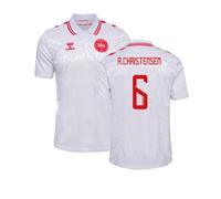 Denmark Men's 2024-2025 Away Shirt A.Christensen 6 in White | Size: Medium Denmark White M
