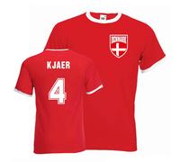 Denmark Men's Mens Simon Kjaer Ringer Tee in Red | Size: Large Denmark Red L