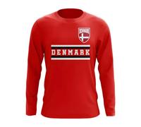 Denmark Men's Personalised Core Football Country Long Sleeve T-Shirt in Red | Size: Medium Denmark Red M