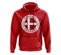 Denmark Men's Personalised Football Badge Hoodie in Red | Size: 2XL Denmark Red 2XL