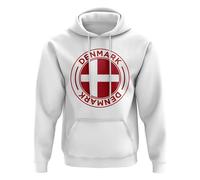 Denmark Men's Personalised Football Badge Hoodie in White | Size: Small Denmark White S