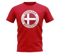 Denmark Men's Personalised Football Badge T-Shirt in Red | Size: Large Denmark Red L