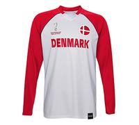 FIFA Official World Cup 2022 Classic Long Sleeve Tee, Mens, Denmark, Medium Red/White