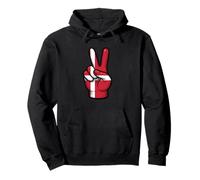 Denmark Peace Sign Hand Patriotic Country Danish Flag Pullover Hoodie