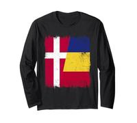 Denmark Romania Half Flag Danish Romanian Heritage Long Sleeve T-Shirt