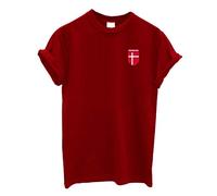 Denmark Team Crest Crew Neck Tshirt Support Country Football Rugby Cricket Danish (Medium) Red