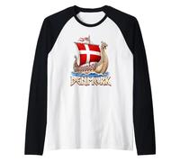 Denmark Viking Longship Danish Pride Nordic Heritage Design Raglan Baseball Tee