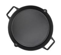 Denmay Diameter 40 cm Universal Cast Iron Grill Pan, Large Round Cast Iron Pan with Two Handles and Two Pourers, Multifunctional Frying Pan