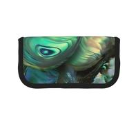 DENMER Abalone Nacre Printed Canvas Pencil Case, Spacious Pen Pouch for School, Office and Travel