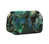 DENMER Abalone Nacre Printed Flip Pencil Case with 2 Compartments, Large Capacity, Portable Stationery Organizer for School, Travel and Art