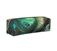 DENMER Abalone Nacre Printed Leather Pencil Case Cute Stationery Organizer Simple Makeup Bag Pen Pouch, Gold Zipper