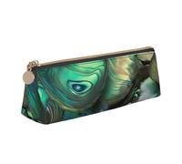 DENMER Abalone Nacre Printed Zipper Pencil Case Cute Stationery Organizer PVC Leather Triangle Makeup Bag Pen Pouch