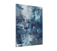 DENMER Abstract Blue Printed Solid Wood Frame Canvas Wall Art 40x50 CM - Handmade Framing Square Wall Decor for Bedroom, Living Room, Office
