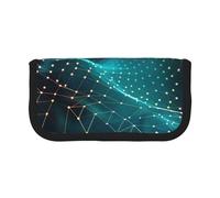 DENMER Abstract Polygonal Space Printed Canvas Pencil Case, Spacious Pen Pouch for School, Office and Travel