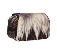 DENMER American Bald Eagle Printed Flip Pencil Case with 2 Compartments, Large Capacity, Portable Stationery Organizer for School, Travel and Art