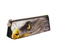 DENMER American Bald Eagle Printed Zipper Pencil Case Cute Stationery Organizer PVC Leather Triangle Makeup Bag Pen Pouch