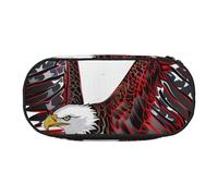 DENMER American Eagle Flag Printed Oxford Fabric Pencil Case with Spacious Design for School, Office, Travel - Multi-Use Stationery & Makeup Pouch