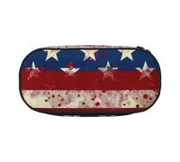 DENMER American Flag Stars Stripes Printed Oxford Fabric Pencil Case with Spacious Design for School, Office, Travel - Multi-Use Stationery & Makeup Pouch