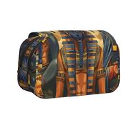 DENMER Ancient Egypt Tribe Series Printed Flip Pencil Case with 2 Compartments, Large Capacity, Portable Stationery Organizer for School, Travel and Art