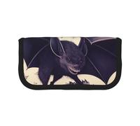 DENMER Bat Print Printed Canvas Pencil Case, Spacious Pen Pouch for School, Office and Travel