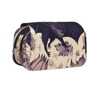 DENMER Bat Print Printed Flip Pencil Case with 2 Compartments, Large Capacity, Portable Stationery Organizer for School, Travel and Art