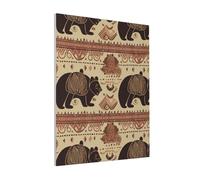 DENMER Bear Printed Solid Wood Frame Canvas Wall Art 20x25 CM - Handmade Framing Square Wall Decor for Bedroom, Living Room, Office