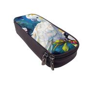 DENMER Beautiful Cockatoo Bird Flower Printed Leather Flip Pencil Case - Multifunctional Organizer for School, Office & Travel