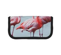 DENMER Beautiful Funny Flamingos Printed Canvas Pencil Case, Spacious Pen Pouch for School, Office and Travel