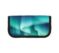 DENMER Beautiful Northern Lights Printed Canvas Pencil Case, Spacious Pen Pouch for School, Office and Travel