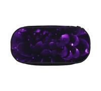 DENMER Beautiful Purple Glitter Printed Oxford Fabric Pencil Case with Spacious Design for School, Office, Travel - Multi-Use Stationery & Makeup Pouch