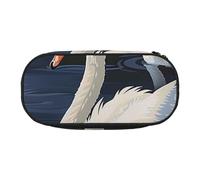 DENMER Beautiful White Swans on The Lake Printed Oxford Fabric Pencil Case with Spacious Design for School, Office, Travel - Multi-Use Stationery & Makeup Pouch