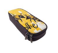 DENMER Bee Love Honey Printed Leather Flip Pencil Case - Multifunctional Organizer for School, Office & Travel
