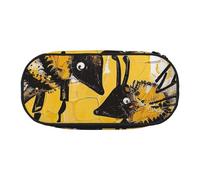 DENMER Bee Love Honey Printed Oxford Fabric Pencil Case with Spacious Design for School, Office, Travel - Multi-Use Stationery & Makeup Pouch