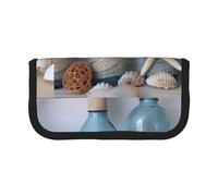 DENMER Bottle Seashell Printed Canvas Pencil Case, Spacious Pen Pouch for School, Office and Travel