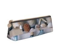 DENMER Bottle Seashell Printed Zipper Pencil Case Cute Stationery Organizer PVC Leather Triangle Makeup Bag Pen Pouch
