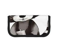 DENMER Cartoon Cute Raccoon Printed Canvas Pencil Case, Spacious Pen Pouch for School, Office and Travel