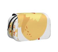 DENMER Chicken Chick Printed Flip Pencil Case with 2 Compartments, Large Capacity, Portable Stationery Organizer for School, Travel and Art