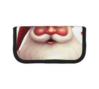DENMER Christmas Santa Claus Printed Canvas Pencil Case, Spacious Pen Pouch for School, Office and Travel