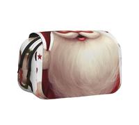 DENMER Christmas Santa Claus Printed Flip Pencil Case with 2 Compartments, Large Capacity, Portable Stationery Organizer for School, Travel and Art