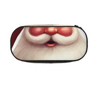 DENMER Christmas Santa Claus Printed Oxford Fabric Pencil Case with Spacious Design for School, Office, Travel - Multi-Use Stationery & Makeup Pouch