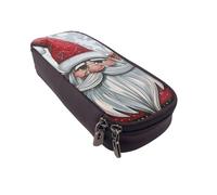 DENMER Christmas Santa Gnome Printed Leather Flip Pencil Case - Multifunctional Organizer for School, Office & Travel